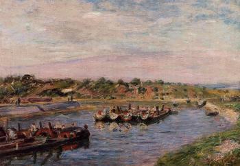阿爾弗萊德 西斯萊 Idle Barges on the Loing Canal at Saint-Mammes 阿爾弗萊德 西斯萊 Idle Barges on the Loing Canal at Saint-Mammes